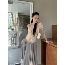 批发<b class='q'>森林</b>私语系列-浅色<b class='q'>系</b>蕾丝拼接串珠设计开衫辣妹上衣