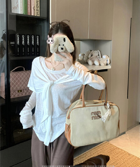 실사 정가 실용적인 무료 착용 한 부서 느긋한 품격 긴팔 티셔츠 단색 숄 맨위 투피스 세트