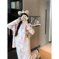 实拍实价！26春秋云朵棉睡衣女彩虹小清新舒适家居服长袖长裤套装