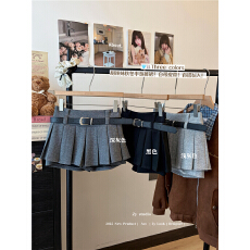 批发秋<b class='q'>冬</b>美式辣妹百褶裙裤女高腰防走光设计感A字裙 配腰带