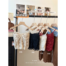 批发实拍实价！秋冬磨毛加绒保暖自带胸垫蕾丝吊带修身打底美背内衣