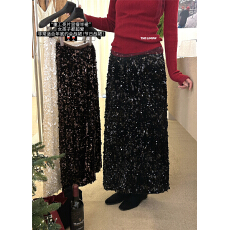 批发时尚辣妹重工亮片闪闪发光高腰显瘦<b class='q'>半身</b>裙中长款裙子