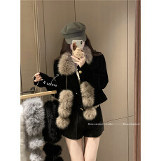 批发仿<b class='q'>狐狸毛</b>磁吸毛球球俏皮围巾秋冬加厚毛绒保暖围脖脖套