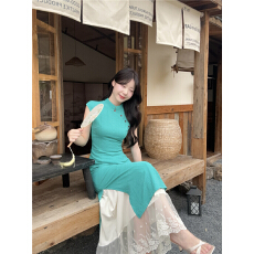 批发碧城春曲国风新中式斜襟立领无袖显瘦衬裙<b class='q'>旗袍</b>裙子套装