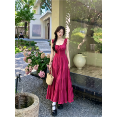 批发塞纳花房海边穿搭掐腰吊带<b class='q'>连衣裙</b>女夏季连身裙绝美显瘦