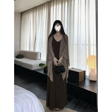 批发智性美人 温柔气质前后两穿吊带连衣裙女夏季氛围感披肩两件套装