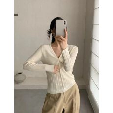 批发温柔风交叉扭结V领<b class='q'>针织</b>衫女装2026长袖修身百搭毛衣时尚气质上衣
