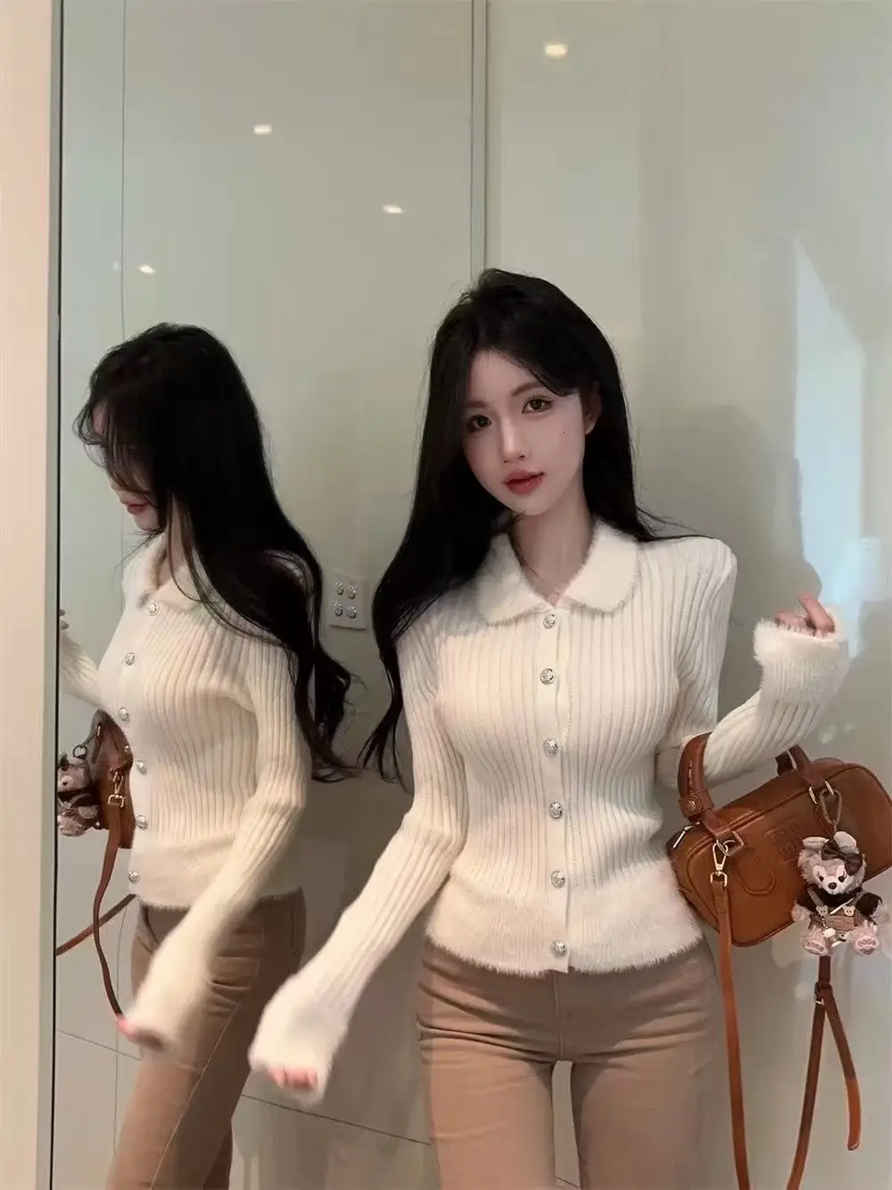 스트라이프 울 가디건 상세 이미지 2