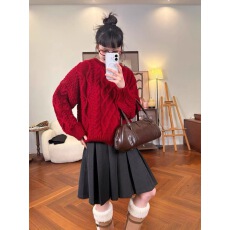 批发韩系秋冬新款慵懒风<b class='q'>宽松</b>套头复古麻花内搭外穿打底加厚毛衣女