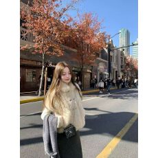 批发韩系翻领无袖双排扣毛毛马甲女秋<b class='q'>冬</b>季2026宽松皮毛一体坎肩短外套