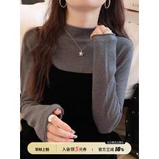 批发苏三三 半<b class='q'>高领</b><b class='q'>打底衫</b>女蓝色中领毛衣2025年新款