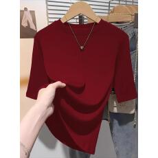 批发梵姿倪早秋黑色打底衫修身中<b class='q'>袖</b>上衣半<b class='q'>袖</b><b class='q'>T</b><b class='q'>恤</b>新款纯色简约五分<b class='q'>袖</b>女