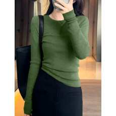 批发2026秋冬新款气质时尚修身圆领套头<b class='q'>毛衣</b>上衣长袖<b class='q'>针织衫</b>打底<b class='q'>女</b>内搭