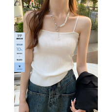 批发白色吊带小背心女内搭黑色针织打底抹胸一字领法式别致<b class='q'>上衣</b>高级感