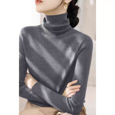 批发时尚<b class='q'>秋</b>冬长袖气质女装新款套头堆堆领高领高级感毛衣内搭打底衫