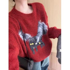 慵懒风小马亮片圣诞穿搭氛围感套头毛衣女2025秋冬季软糯亲肤上衣