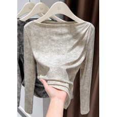 批发2026春装一字肩打底衫女高级感<b class='q'>个性</b>不规则设计感水墨扎染<b class='q'>T</b><b class='q'>恤</b>上衣