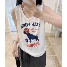 批发减龄卡通印花背心女休闲<b class='q'>街头</b>风夏季雪花棉不闷汗舒适百搭无袖上衣