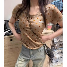 批发欧洲站2026春<b class='q'>夏</b>新款圆领波点图案时尚百搭短袖T恤女半袖小衫上衣