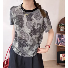 批发高级感灰色纯棉短袖t恤<b class='q'>女</b>士夏季装薄款2026新款爆款宽松显瘦上衣