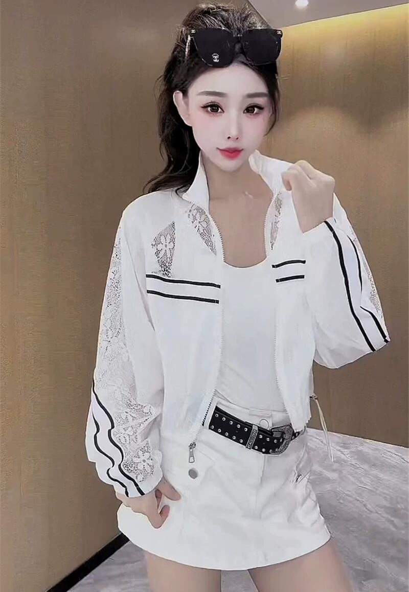 2026 여름 새로운 얇은 스타일 마이크로 ~을 통해 패치워크 레이스 자외선 차단 외투 한국 스타일 캐주얼 다용도 슬림해 보이는 자외선 차단 의류