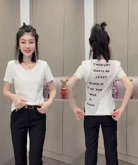 뒤로 망사 알파벳 프린트 핫걸 몸매 가꾸기 반팔 티셔츠 여성 여름 다용도 Chic 긍정적 인 어깨 슬림해 보이는 맨위 트렌디