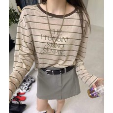 批发韩系拼色条纹字母<b class='q'>防晒</b>长袖T恤女2026夏季后背抽绳百搭罩衫上衣