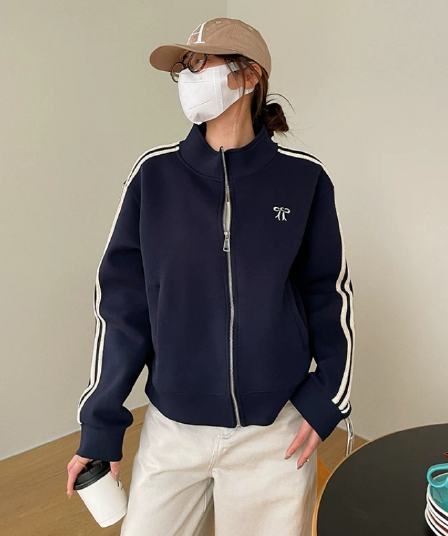 스탠드 칼라 지퍼 쇼트 스타일 후드티 여성 코트 가을 다용도 슬림해 보이는 운동 캐주얼 오픈 가디건 재킷 작은 키 맨위