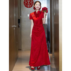 批发结婚旗袍敬酒服新款出门服新娘红色订婚礼服高级感回门服中式夏季