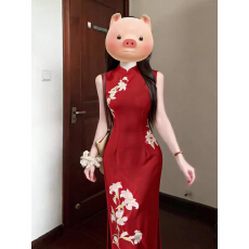 批发实拍大码送考红色改良旗袍重工刺绣高级感国风连衣裙