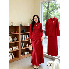 批发新中式红色<b class='q'>孕妇</b><b class='q'>旗袍</b>敬酒服新娘结婚订婚礼服<b class='q'>大码</b>胖mm遮肚喜嫁长袖