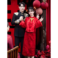 批发<b class='q'>敬酒</b><b class='q'>服</b>新娘新中式改良小个子订婚旗袍女两件套回门出阁礼<b class='q'>服</b>裙红色