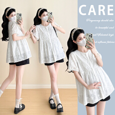 批发实拍 <b class='q'>夏</b>装绣花开衫孕妇衬衫衬衣<b class='q'>夏</b>季薄款娃娃衫上衣