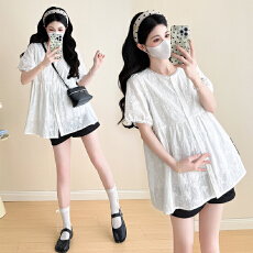 批发实拍 <b class='q'>夏</b>装绣花开衫孕妇衬衫衬衣<b class='q'>夏</b>季薄款娃娃衫上衣