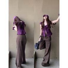 批发实拍实价 法式荷叶边复古<b class='q'>修身</b>夏季<b class='q'>衬衫</b>设计感上衣