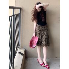 批发实拍实价 纯欲慵懒感黑色半高领针织背心豹纹<b class='q'>半身裙</b>套装