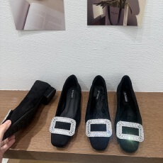 批发法式高跟鞋方头水钻单鞋女鞋子2025新款秋<b class='q'>冬</b>黑色粗跟通勤女鞋