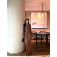 批发实拍实价排扣半开领修身内搭外穿<b class='q'>长袖</b>上衣抓毛开叉系绳半身裙套装