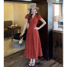 批发实拍大码夏季新款<b class='q'>蔷薇</b>日记法式气质刺绣镂空蕾丝边显瘦连衣长裙