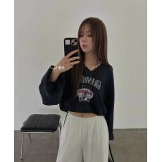 批发现2026<b class='q'>韩国</b>代购bene女夏季时尚复古字母印花连帽抽绳薄款长袖上衣