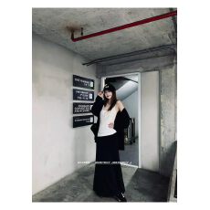 批发新款韩版时尚宽松防晒外套+背心+松紧腰鱼尾半身裙三件套