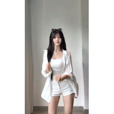 批发秋季新款气质紧身蝴蝶结吊带背心长袖短款开衫闲短裤三件套装女潮