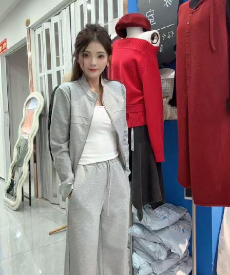가을 겨울 새로운 패션 캐주얼 운동 다용도 스탠드 칼라 오픈 가디건 지퍼 투피스 세트