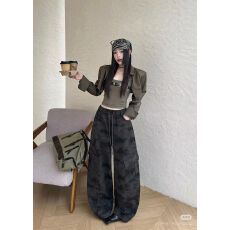 批发2026衬衣女<b class='q'>背心</b>吊带短款衬衫长袖上衣休闲裤三件套