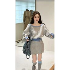 批发2026韩系早秋一整套<b class='q'>时尚</b>辣妹穿搭女气质露肩长袖卫衣半身裙两件套