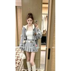 批发新款韩版慵懒风法式灯笼袖毛衣+<b class='q'>吊带</b>+高腰半身裙三件套