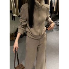 批发休闲风多色立领拉链长袖短款修身休闲<b class='q'>运动</b>套装 显瘦气质