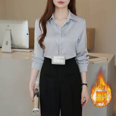 批发实拍<b class='q'>真丝</b>长袖<b class='q'>衬衫</b>女2025秋季冬设计感轻熟港风缎面<b class='q'>衬衫</b>女士OL<b class='q'>衬衣</b>