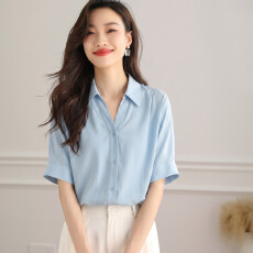 批发独特漂亮巨好看<b class='q'>衬衫</b>2026夏季新款女装中袖V字翻领职场白色上衣