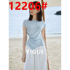 批发<b class='q'>亦</b><b class='q'>谷</b>低饱和圆领针织短袖女2026夏季新款复古时尚不规则设计感上衣